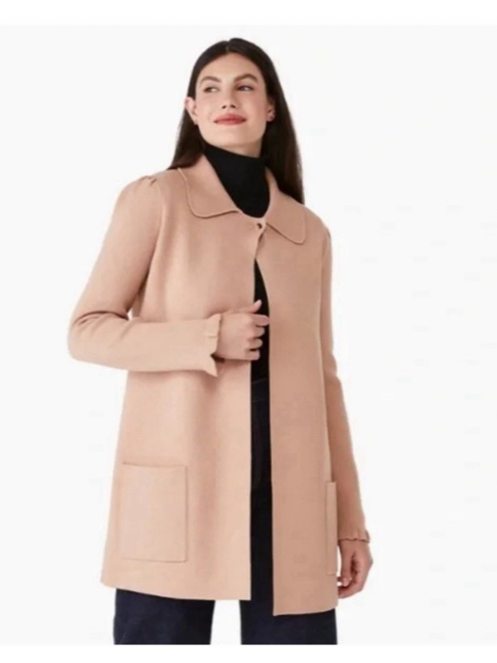 Kate Spade Ruffle Sweater Blazer Longline Jacket